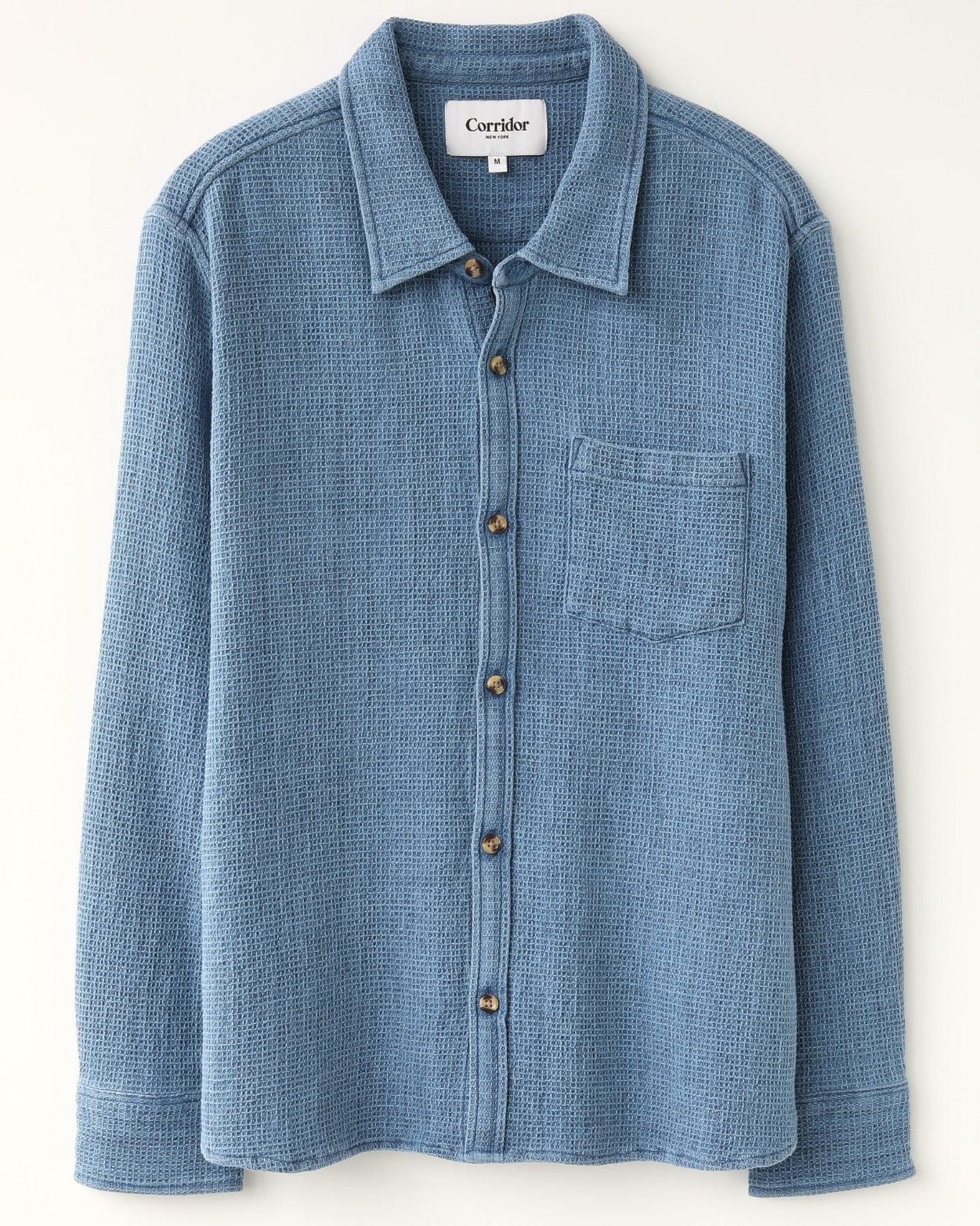 Waffle LS Shirt - Washed Indigo