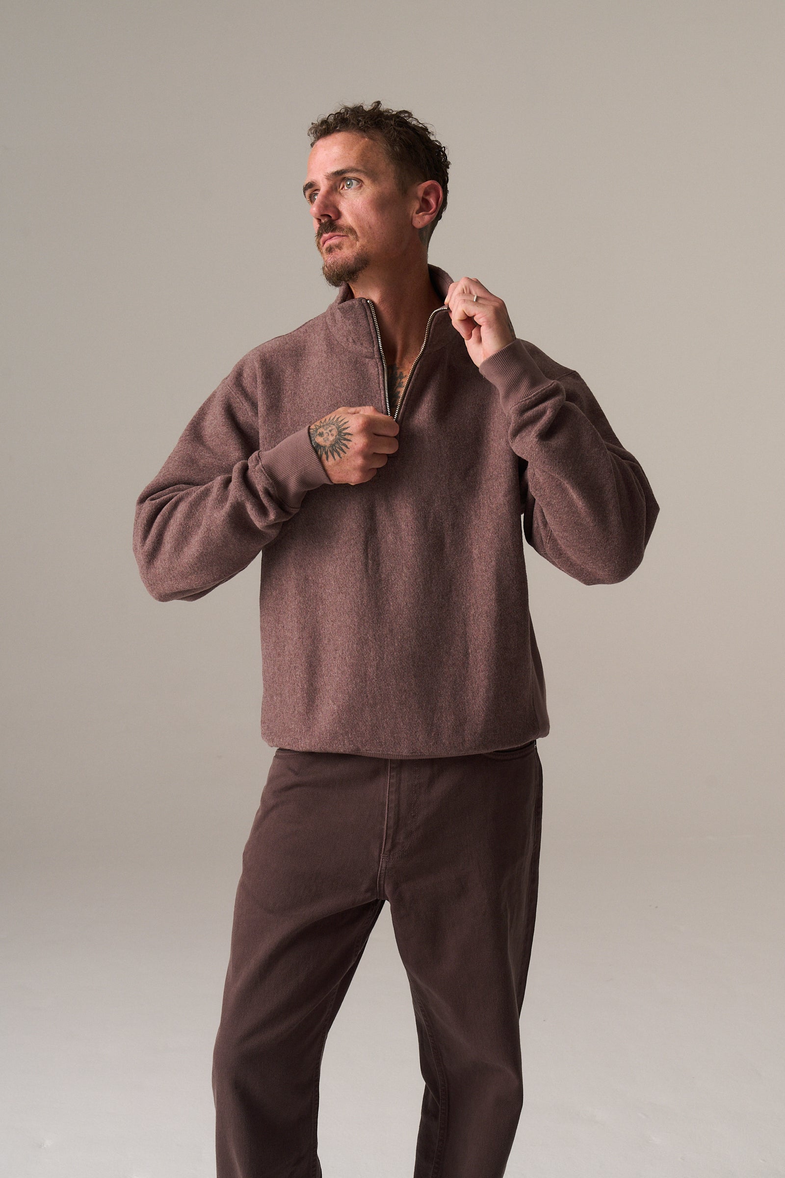 Ketel Relaxed Cotton Wool Half Zip Sweatshirt