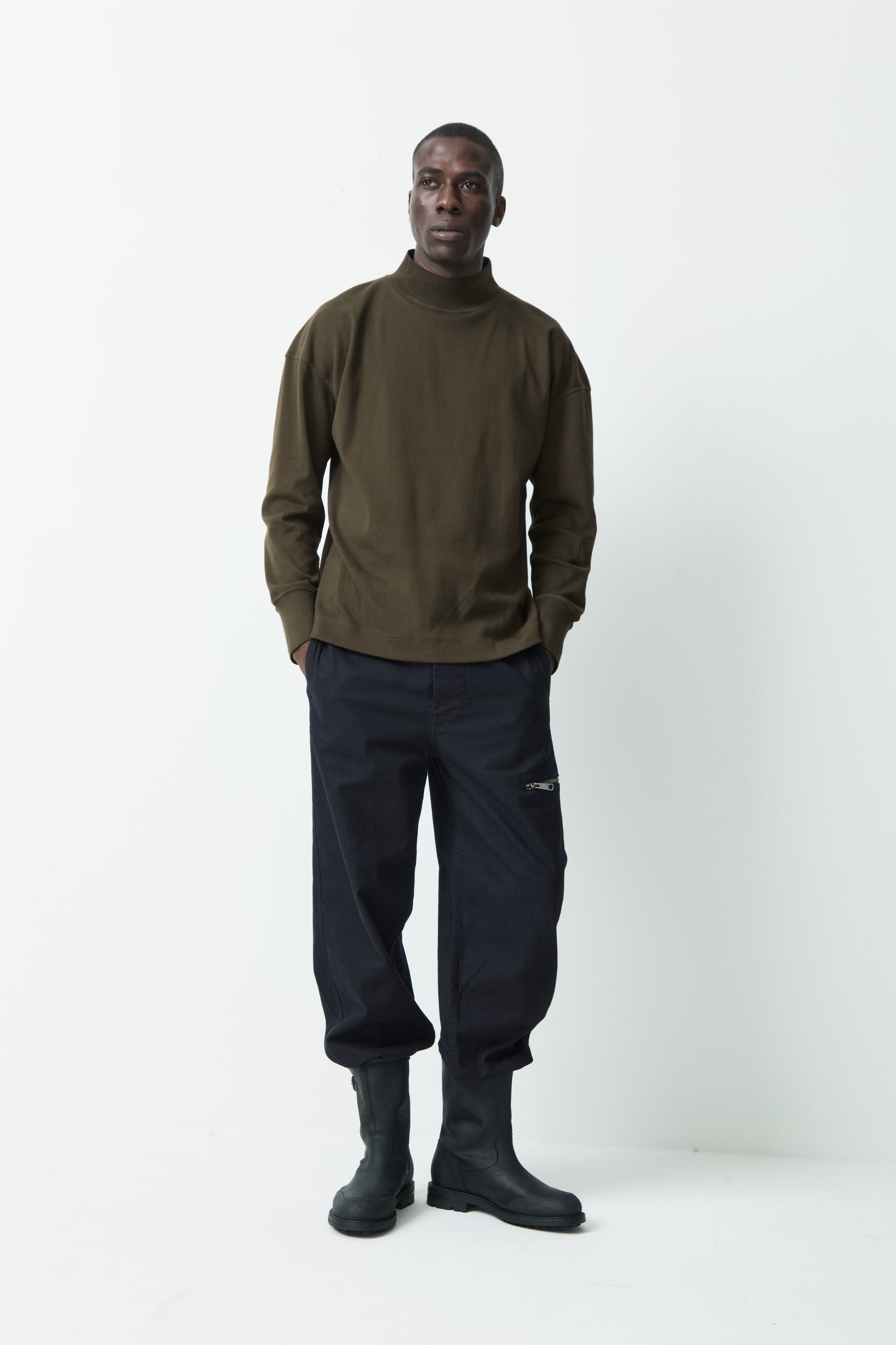 Mock Neck Thermal Heavy Cotton Rib