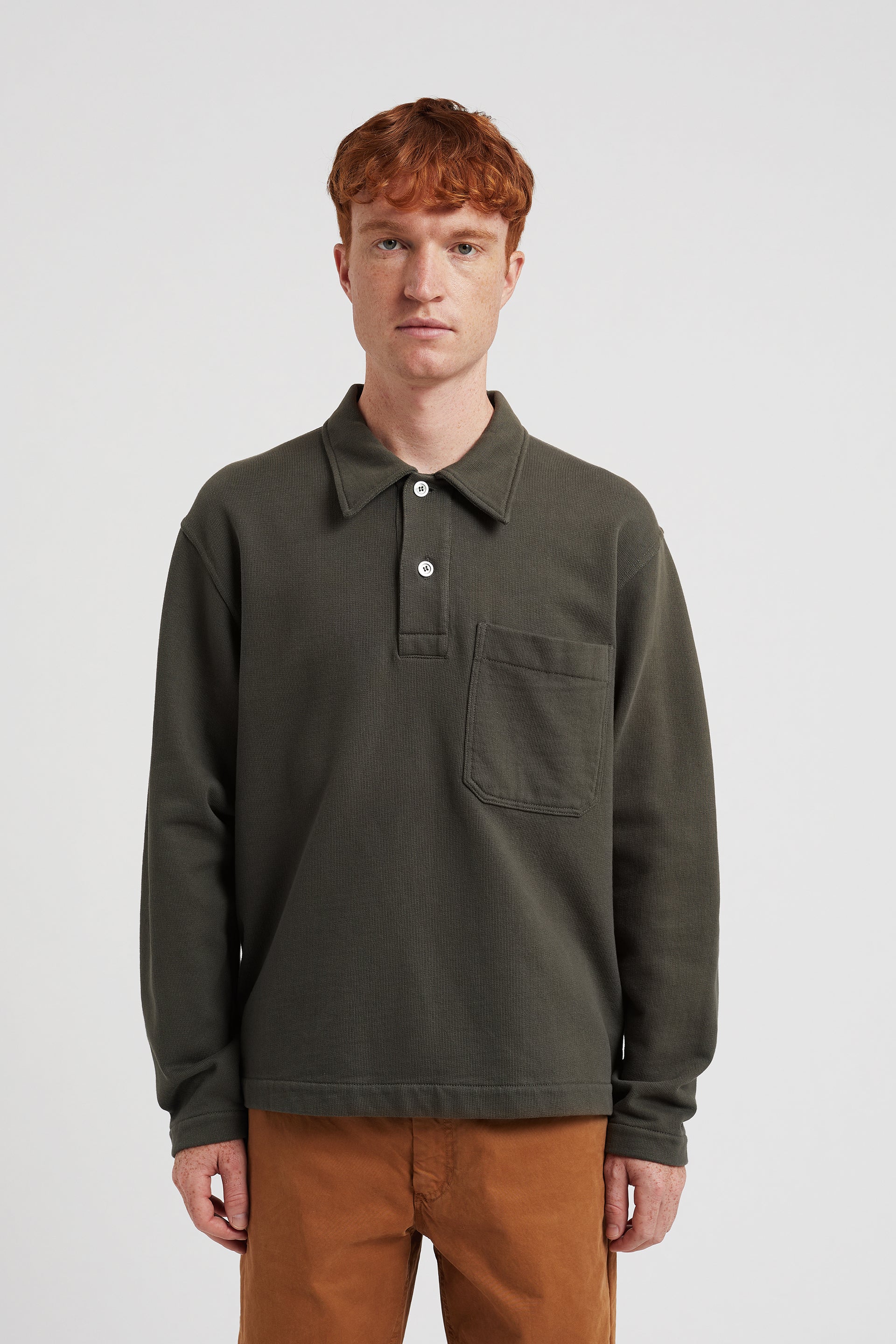 Fraser Relaxed Organic Loopback Long Sleeve Polo
