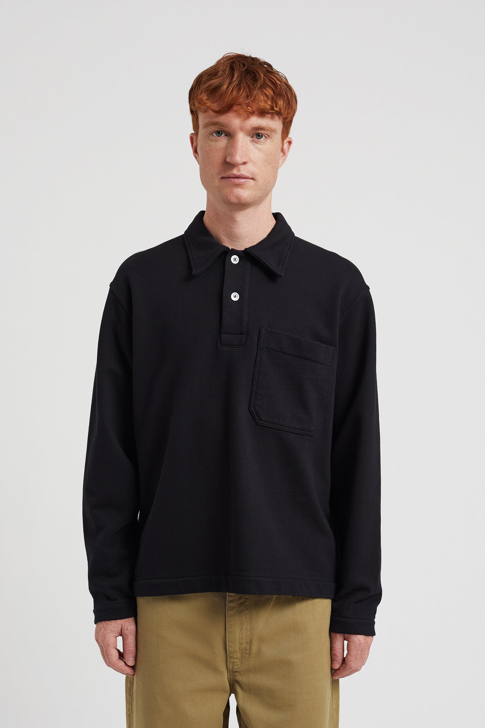 Fraser Relaxed Organic Loopback Long Sleeve Polo