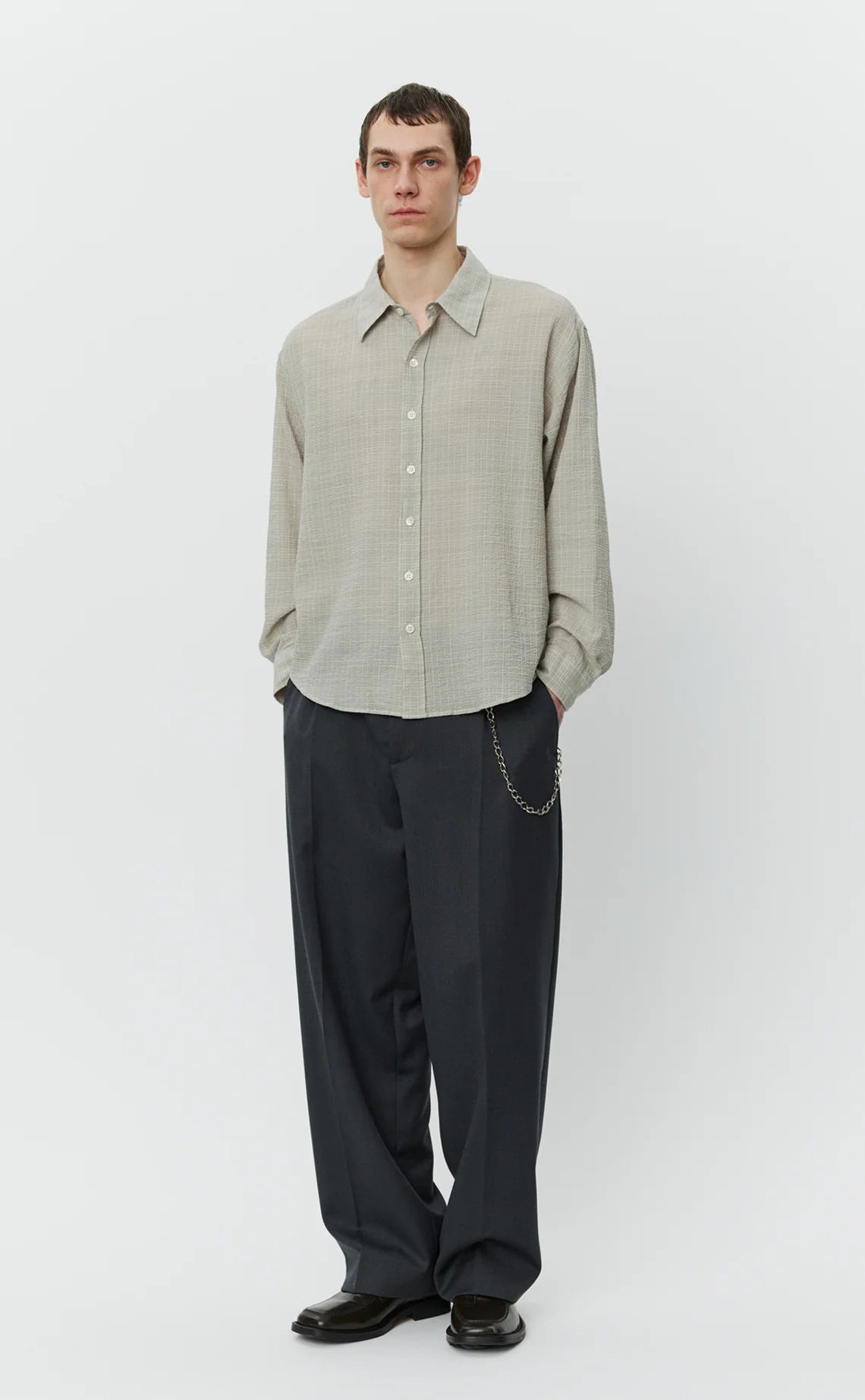 Vacation Shirt - Chalk Seersucker Check