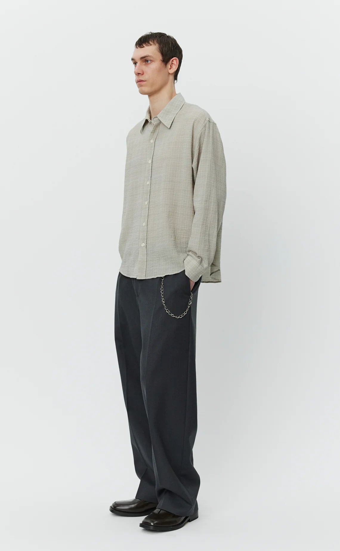 Vacation Shirt - Chalk Seersucker Check