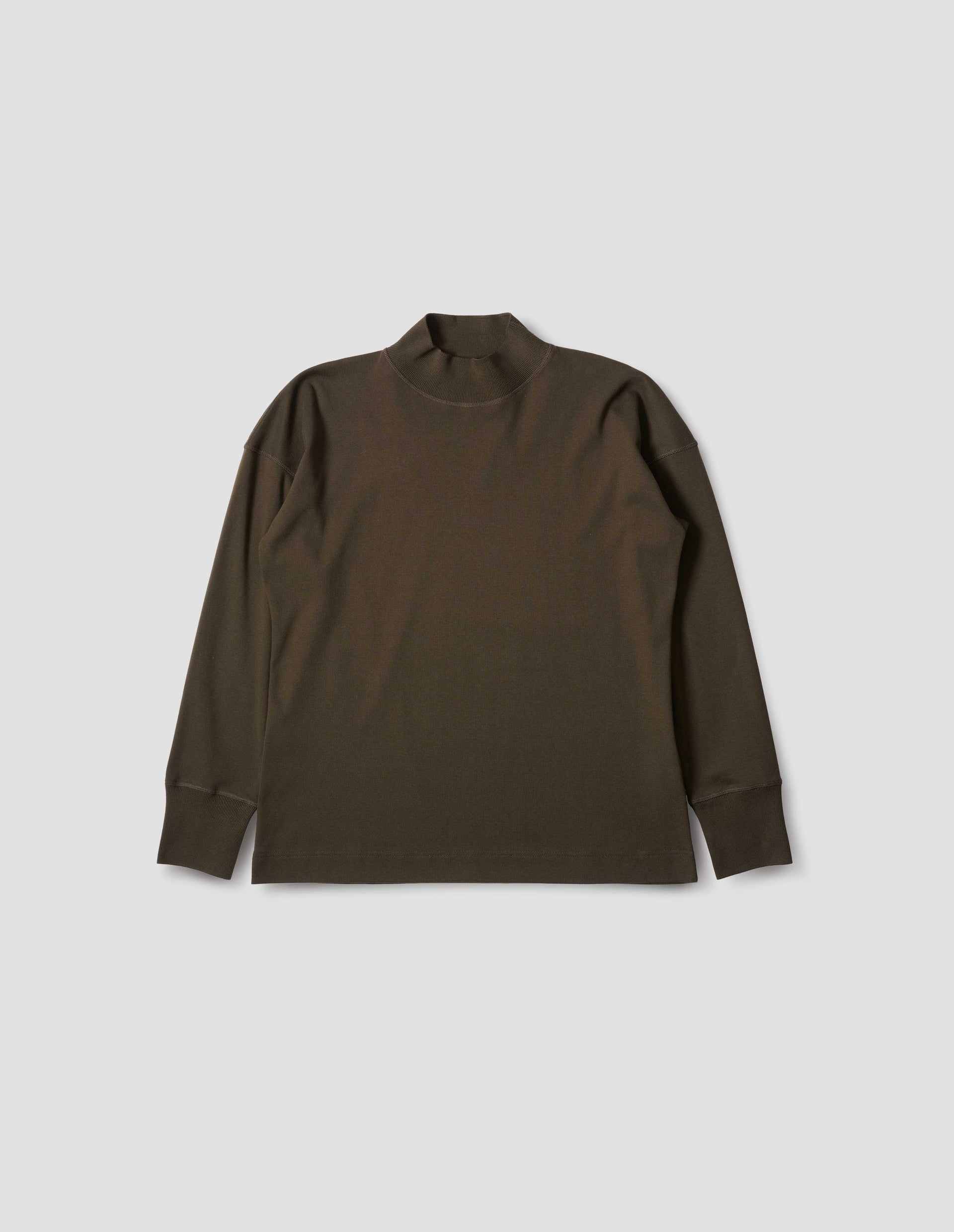 Mock Neck Thermal Heavy Cotton Rib Sweater
